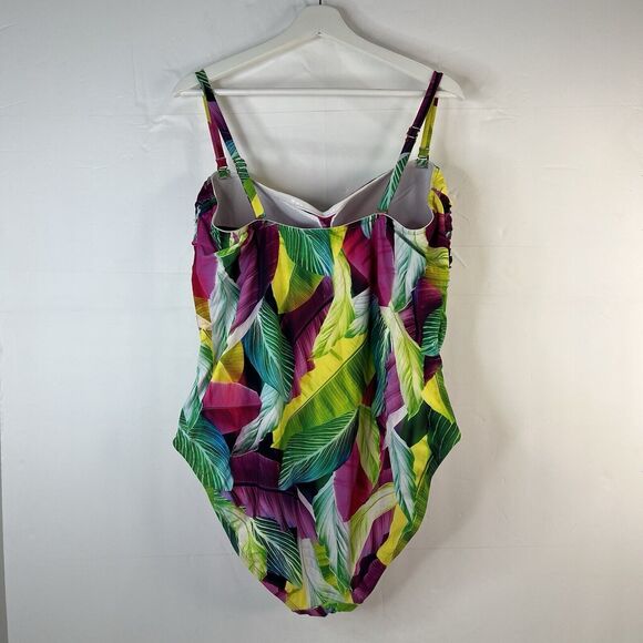 La Blanca Plus Sz 20W Tropic Of The Day Bandeau One-Piece Swimsuit Bright Colors - Picture 6 of 16